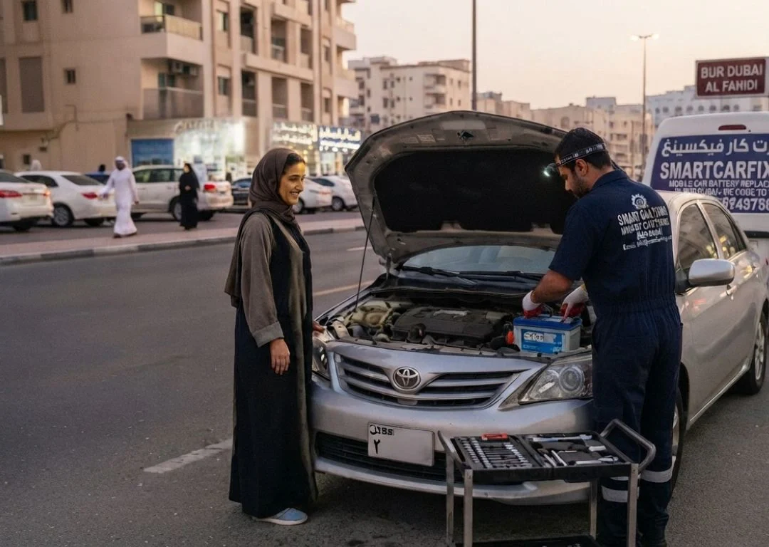 Mobile car battery replacement service in Bur Dubai